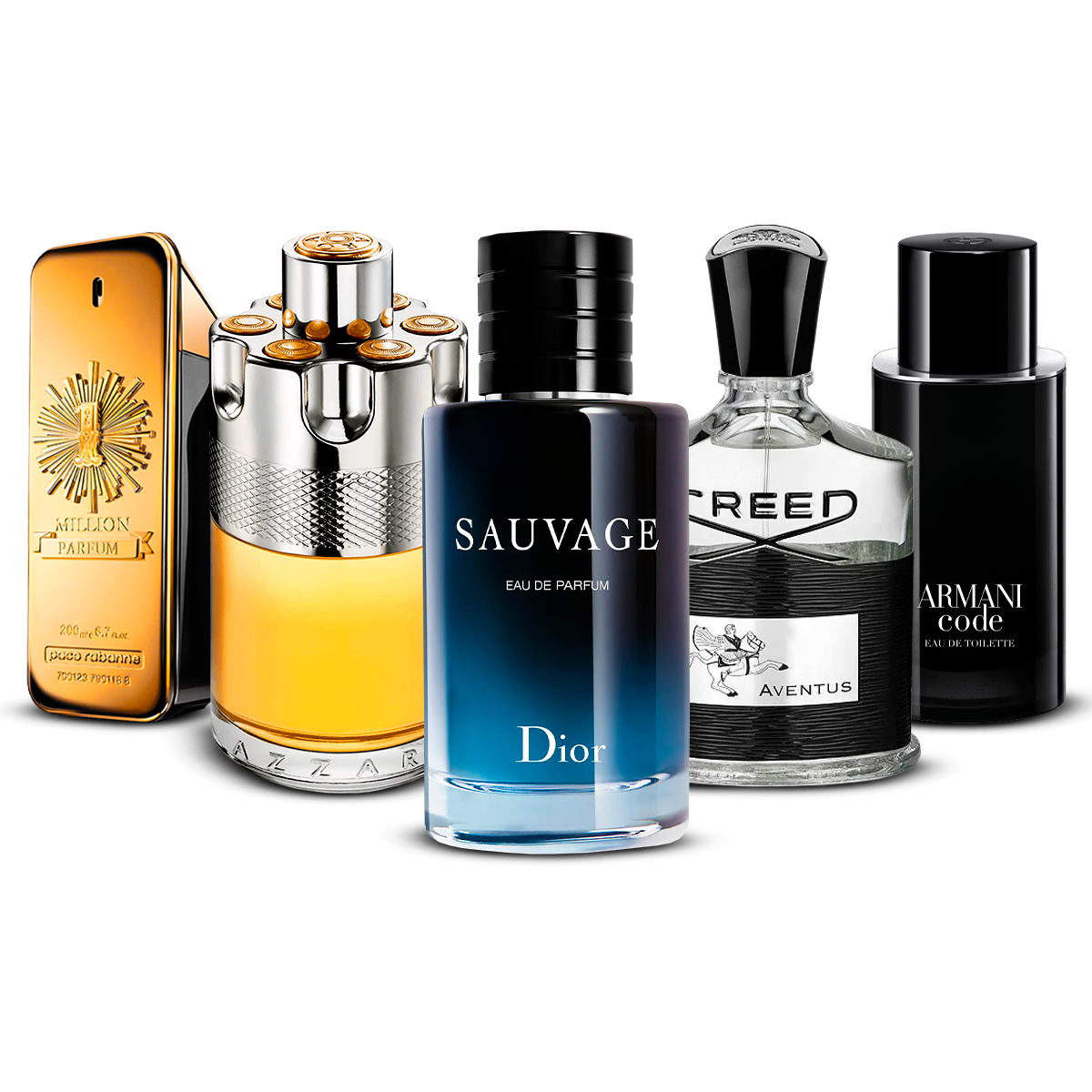 Sada 5 Parfémů – 1 Million, Azzaro Wanted, Sauvage, Creed Aventus i Armani Code [100 ml každý]
